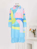 Maxi Pleated Dress For Women Lapel Single Breasted Long Sleeves Color Block Tassel Hem Loose Chic Clothing Autumn 2R5928