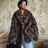 Women Solid Faux Fur Coat Elegant Lapel Collar Long Flare Sleeve Loose Jackets Winter Warm Female Chic High Street Outerwear