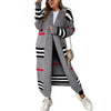 Print Long Cardigan For Women Autumn Winter Clothes Knit Loose Outerwear Soft Sweater Coat Streetwear Cover Up