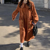 Japanese style lapel corduroy dress women's autumn and winter retro loose casual embroidered literary style dress