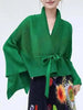 Women's Pleated Coat Loose Lapel Lace Up Irregular Solid Color Casual Versatile Cape Female Spring 2DE431