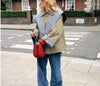 Plaid Scarf Two-sided Jacket Vintage Lapel Double Row Buckle With Pockets Loose Casual Women's Outwear Chic Street Daily Outfit