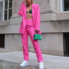 2 Pieces Women Sets Professional Blazer + Casual Solid Color Pant Two-Piece Suit Europe Women's Clothing