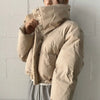 Korean Double-Sided Wear Lamb Fur Patchwork Down Cotton Jacket Women's Autumn Winter Short Big Lapel Student Bread Coat