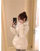 Chic Women's Cotton Padded Jackt with Large Fur Collar Waist-Cinching Mid-Length Parkas Korean Warm Commute Outerwear