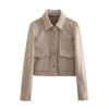 Jackets For Womens Autumn Solid Front Pockets Button Long Sleeve Jacket Elegant Woman Casual Outerwear Coat