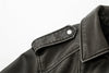 2025New Coal graysty le Women's washed leather jacket with belt, short coat with downgraded zipper and vintage lapel jacket