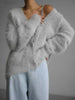 Women's Cardigans Korean V-neck Sweater Coat Long Sleeve Oversized Sweater Female Buttons Solid Knitted Jacket Women