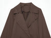 Women Short Trench Coat Lapel Double Breasted Belted Waist Long Sleeve Cropped Windbreaker Casual Commuter Outerwear