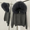 Coat Women Cardigan Natural Fox Fur Coat Women Real Mongolian Fur Knitwear Female Spring Autumn Hooded Knitted Fur Jacket