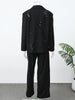 Women Black Sequin Embroidery Blazer Long Pants Set Full Sleeve Lapel Coat Wide-leg Trousers Sets Lady Spring Daily Outfits