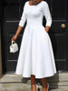 Women Twist Length Sleeve O-neck Big Swing Retro Dress Autumn Vintage Vestidos Even Party Cocktail Dresses