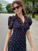 Flying Sleeve Ruffle Striped Slip Long Dress Women Elegant Square Collar Waist Cinching Pleat Party Dresses Chic Ladies Vestido