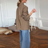 Chic Plaid Women's Blazer Jacket Stand Collar Full Sleeve Single Button Female Coats Spring Casual Commute Lady Outwear