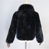Lady 100% Natural Rex Rabbit Fur Coat Women Winter Thick Warm Real Rex Rabbit Fur Jacket With Quality Fox Fur Collar