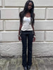 Double-Breasted Decoration Pants Women Metal Ring Tassel Elastic Waist Autumn Street Daily Hottie Bell-Bottom