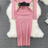 Elegant Turtleneck Long Sleeve Knit Soft Tight Pencil Dress with Belt Slim Warm Sweater Vestido Sexy Women Winter Robe