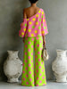 Women's Polka Dot 2-Piece Outfit Asymmetrical Off-Shoulder Blouse High Waist Wide Leg Pants Vibrant Casual Matching Set