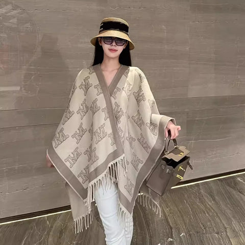Elegant Wool Blends Cape Coat Wraps Long Women Spring Autumn Winter Cloak Outerwear Daily Travel Gifts