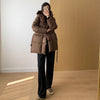 Winter Women's Down Jackets Ultra Light Warm Cusual Coat Female Puffer Jacket With Belt Plus Size Hooded Short Parka