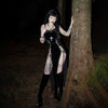 Dark Punk High Split Hem Straps Dess 90s Streetwear Gown Women Sexy Corn Bandage Velvet Dresses Mall Gothic Clothing