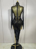 Sexy Sparkly Rhinestone Sequins Tassel Mesh Transparent Dress Women Evening Birthday Party Nightclub Dance Singer Stage Outfit