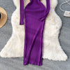Winter Women Knit Maxi Dress O Neck Autumn Long Sleeve Slim Solid Harajuku Ladies Pencil Sweater Long Dresses