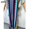 Knitting Rainbow Printing Comfort Warm Winter Holiday Dress Elegant Africa Women Boho Party Long Dress