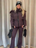 Women Peplum Ski Jackets Hooded Stand Collar Belt Waist Zipper Solid Puffer Jacket Sheath Warm Sport Winter Skiwear