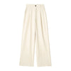 Women Solid Pleated Front Zipper Wide Leg Pants Vintage High Waist Full Length Female Chic Lady Trousers