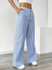 Women's Casual Striped Sports Pants Blue Pocket Pants for Women