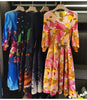 Niche Design Printed Lantern Sleeve Women's Dress Elegant Round Collar Elastic Famale Clothing 2DB6610
