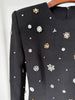High Street Designer Party Vestido Women's Formal Long Sleeve Beaded Midi Dress