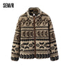 Jacket Women Winter Faux Lamb Wool Fleece Stand Collar Loose Patterned Retro Jacket Women'S Wear