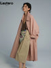 Spring Autumn Long Oversized Thin Pink Trench Coat for Women Single Breasted Elegant Chic Designer Clothing