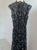 Kuzuwata Fresh Mid-length Print High Waist Robe Gentle Literary Lace Up Pleated Slim Mujer Japan Elegant Dress