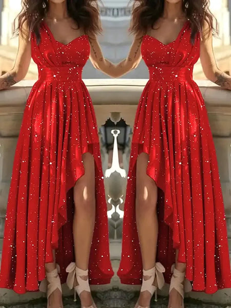 Women Evening Dresses Sexy Elegant Red Cocktail Party Chic Gala Graduation Formal Occasion Bridesmaid Gown Dress Clothes