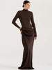 Autumn Long Sleeve Sexy Maxi Dress Women Hollow Out Turtleneck Ruched Bodycon Club Party Long Dresses Female