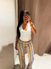 Multicolor Striped Low Waisted Pants Straight Leg Full Length Retro Colorful Trousers Spring Casual Lady Daily Wear