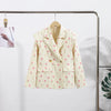 Chic Oversize Floral Printed Women Jacket Padded Lapel Lace Up Loose Coat Long Sleeve High Waist Outwears Lady Streetwear