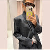 Casual Plaid Pattern Short Coats Women Chic Full Sleeves V-neck Loose Fit Office Jackets Lady Daily Street Outerwear