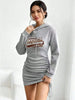 Women's Casual Long Sleeved Solid Color Pattern Short Hooded Dress Short Skirt, Suitable for Daily Outdoor Wear