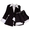 Women Two Piece Skirt Sets Patchwork Blazer Buttons Long Sleeve Jackets High Waist Mini Skirts Suit Elegant Office Lady Spring