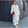 Women Pant Set Satin Lace Round Neck Puff Long Sleeve Button Front Drawstring Waist Blouse Cuffed Ruffle Hem Pants Elegant Suit
