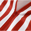 Vertical Stripe Two Piece Outfit Stand Collar Zip Up Jacket Elastic Waist Wide Leg Pants Loose Women Casual High Street Set