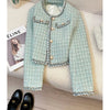 Blue Short Quilted Shoulder Pad Jacket Women's Style Korean Name Brand Autumn