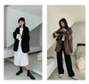 Women Tailored Coat Jacket Lapel Button Pocket Long Sleeve Double Breasted Loose Blazer Office Y2k Casual Spring Autumn