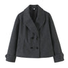 Women Solid Double Breasted Trench Jackets Vintage Lapel Neck Long Sleeves Female Chic Lady Outfits