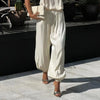 Loose Satin Lantern Pants High Waist Elastic Crepe Loose Bloomers Elegant Long High Waist Trousers Women