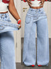 Denim Pant Women Jeans Vintage Wide Leg Long Pants High Waist Straight Trousers Y2k Streetwear Elegant Splice Work Casual Loose